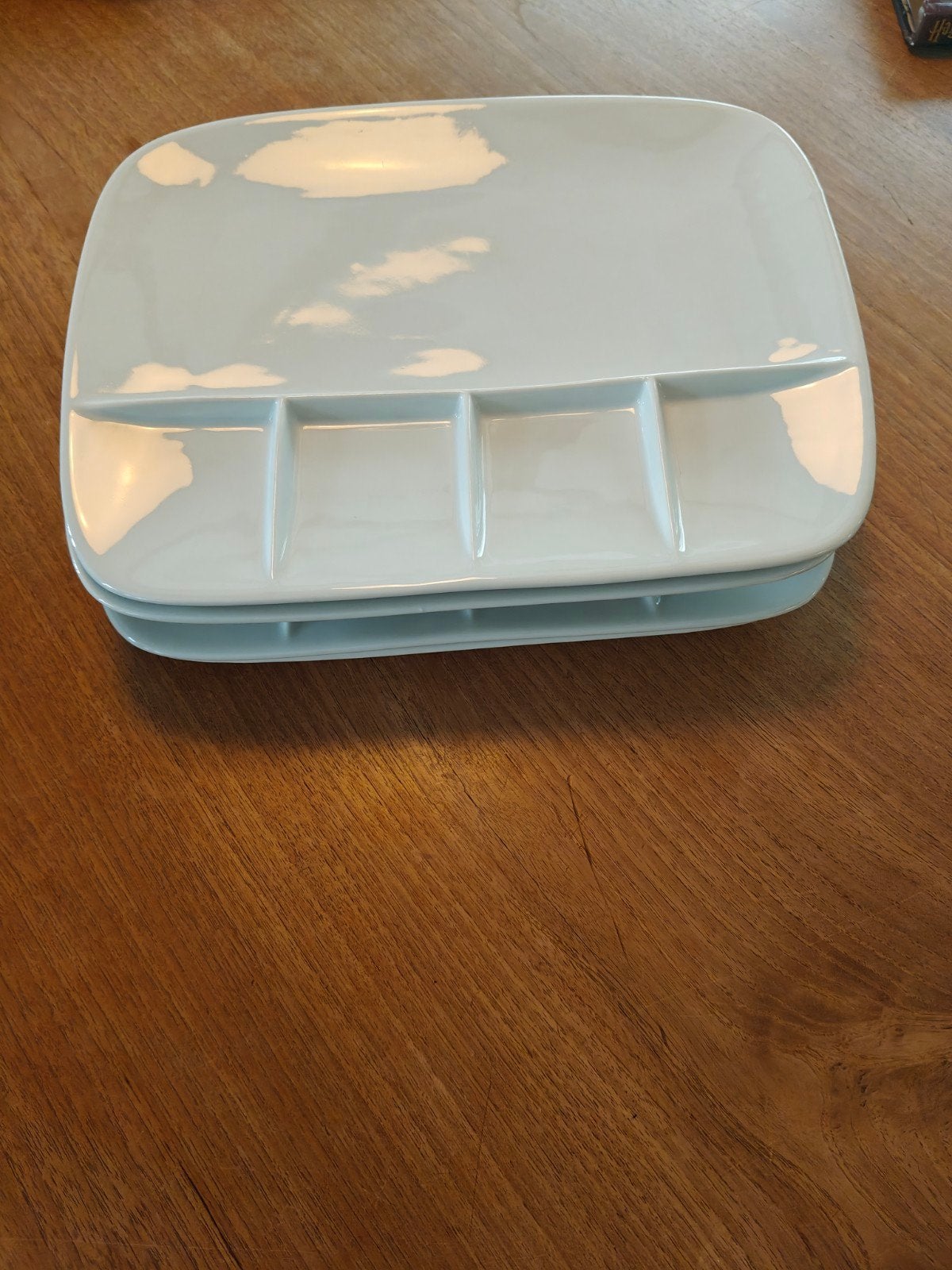 Rechthoekige borden met vakjes en ronde randen, Keramiek, Ophalen of Verzenden, Zo goed als nieuw, Bord(en)