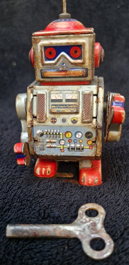 Oude opwindbare blikken ROBOT originele doosje + sleuteltje, Ophalen of Verzenden