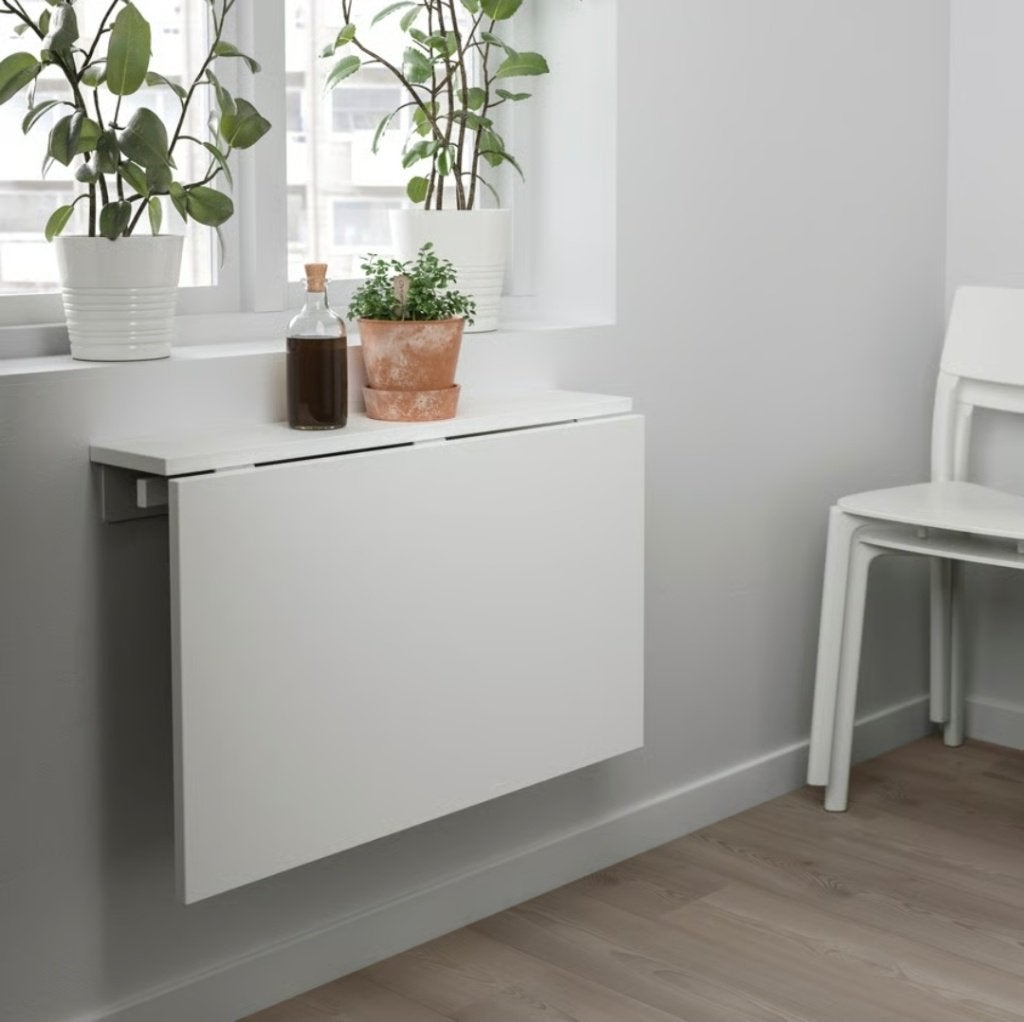 NORBERG Klaptafel voor wandmontage, wit, 74x60 cm inklapbaar, Ophalen, Overige typen, Gebruikt, In hoogte verstelbaar