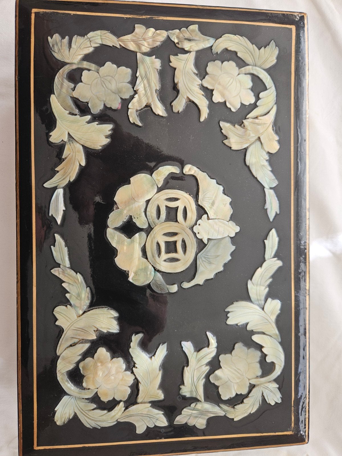 Antieke Chinese Lakdoos met Parelmoer Inleg, Antiek en Kunst, Ophalen of Verzenden