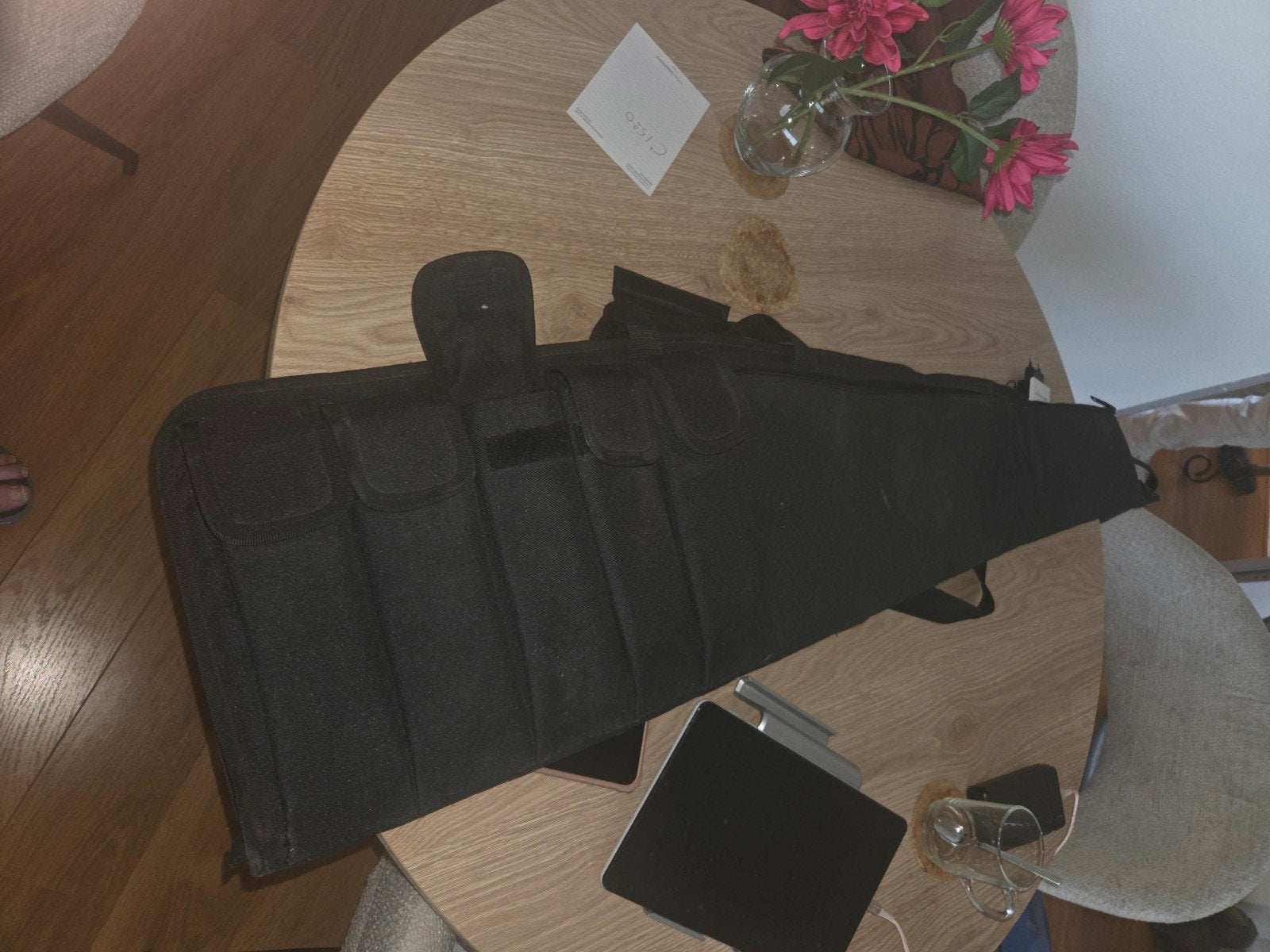Zwarte geweerhoes/foudraal met extra vakken, Ophalen, Gebruikt