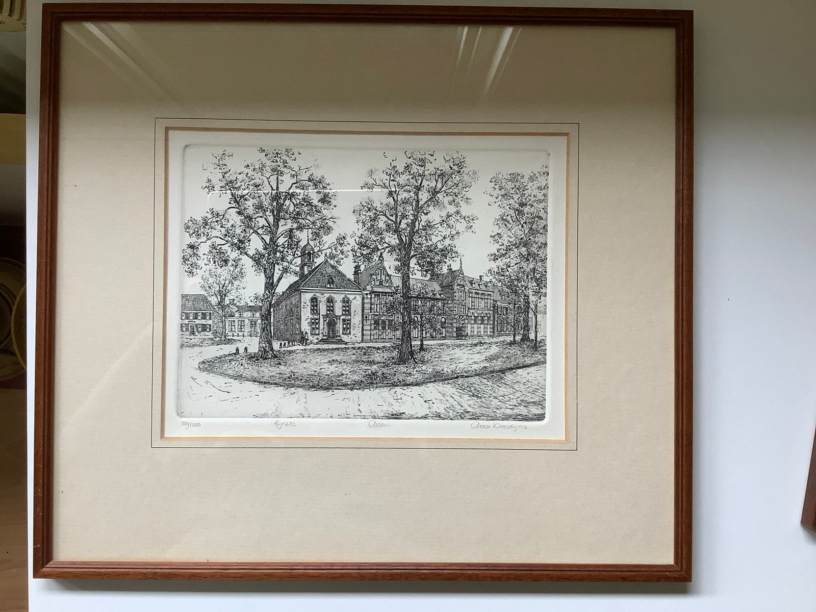 Lijnets van Assen door Anna Doedijns, Antiek en Kunst, Kunst | Etsen en Gravures, Ophalen of Verzenden