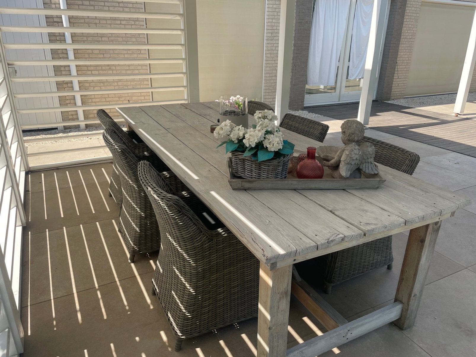 Steigerhouten tuintafel, Tuin en Terras, Tuinsets en Loungesets, Ophalen, Gebruikt, Steigerhout