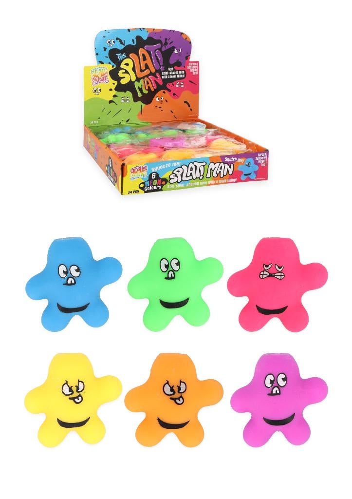 PARTIJ SQUEEZE TOY SPLAT MAN 7CM IN DISPLAY, ., Nieuw, Ophalen of Verzenden, .
