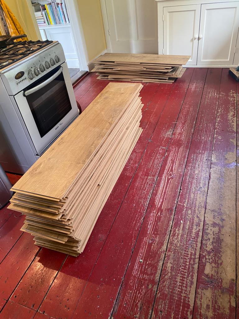 Laminaat, Doe-het-zelf en Verbouw, Hout en Planken, Ophalen, Minder dan 25 mm, Pallet, Minder dan 200 cm