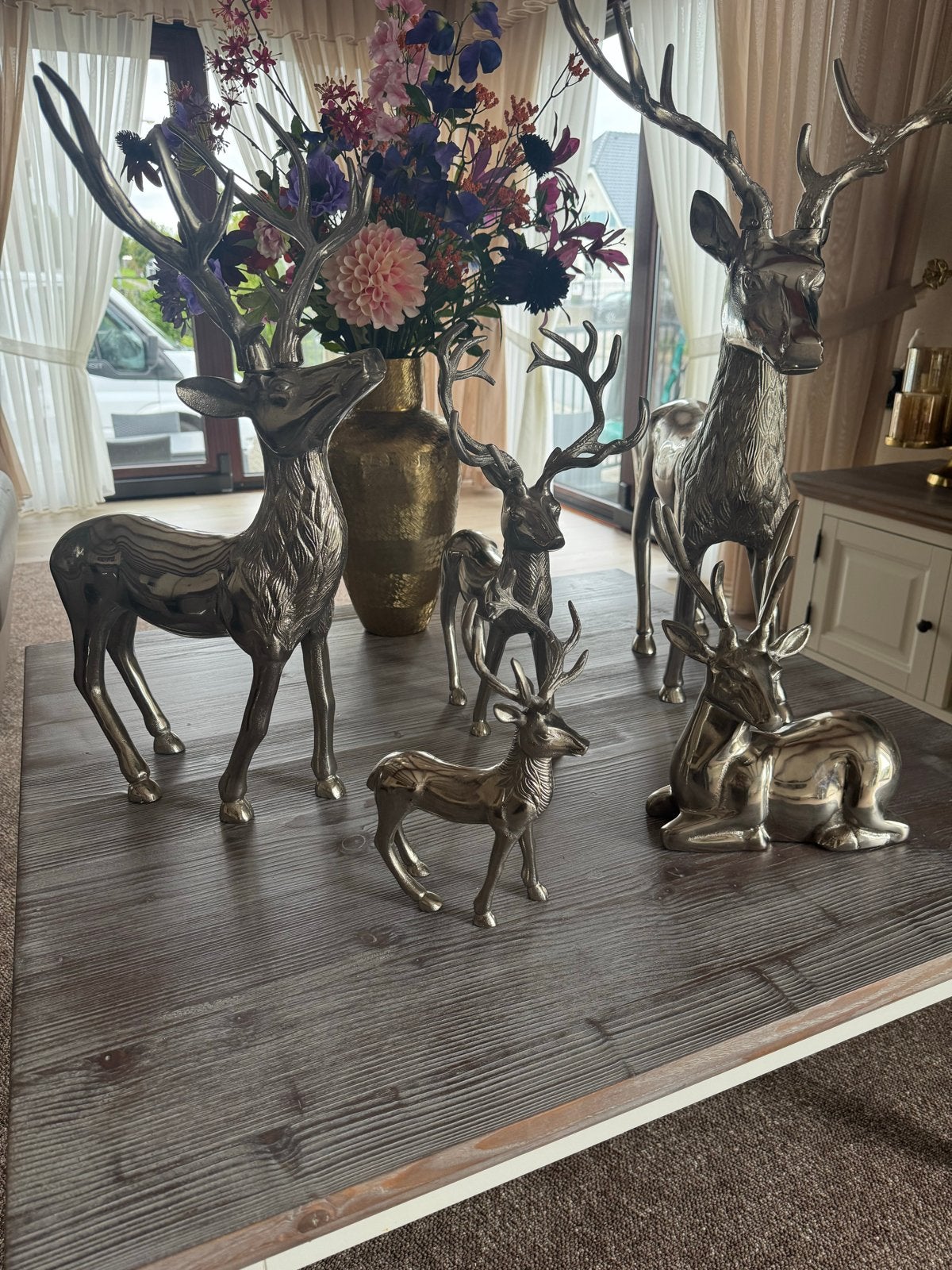 Set van 5 decoratieve hertenbeelden in diverse maten, Diversen, Ophalen of Verzenden, Zo goed als nieuw