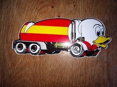 Holland Duck vrachtwagensticker Spanje rechts 17x7cm, Ophalen of Verzenden, Zo goed als nieuw, Bedrijf of Vereniging