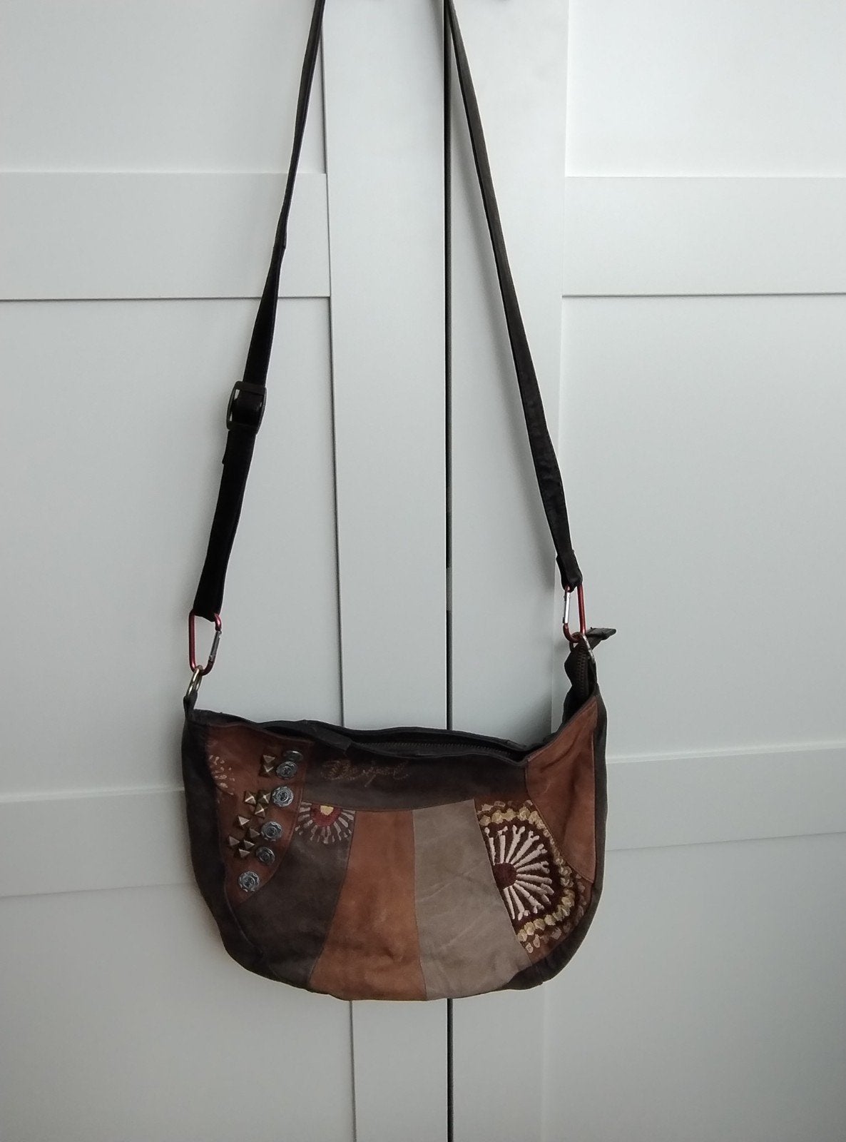Vintage Desigual Schoudertas van Echt Leer, Overige merken, Gebruikt, Bruin, Ophalen of Verzenden