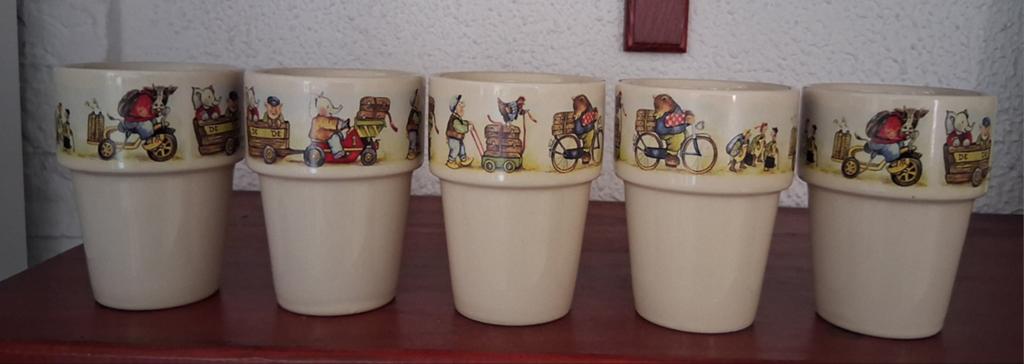 5 melkbekers, Ophalen, Zo goed als nieuw, Glas, Overige stijlen