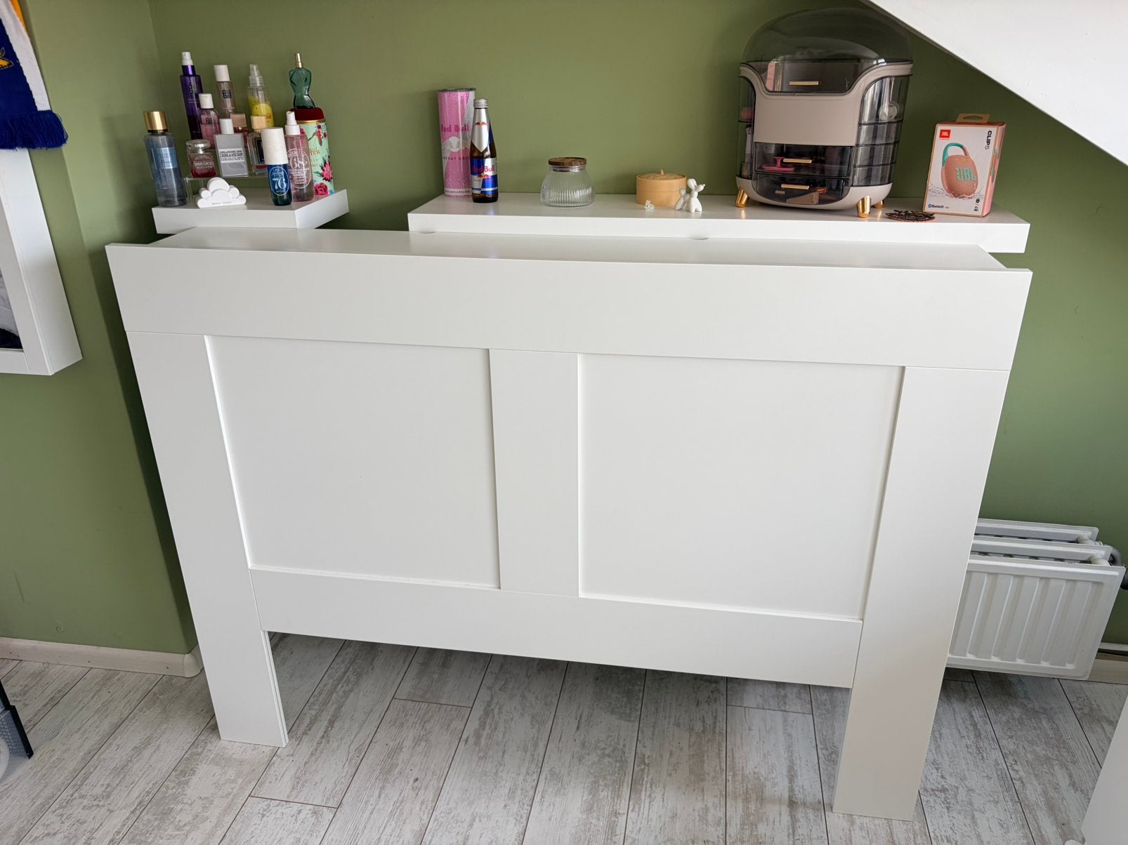 Achterwand Brimnes, Ophalen, Wit, Tweepersoons, 140 cm