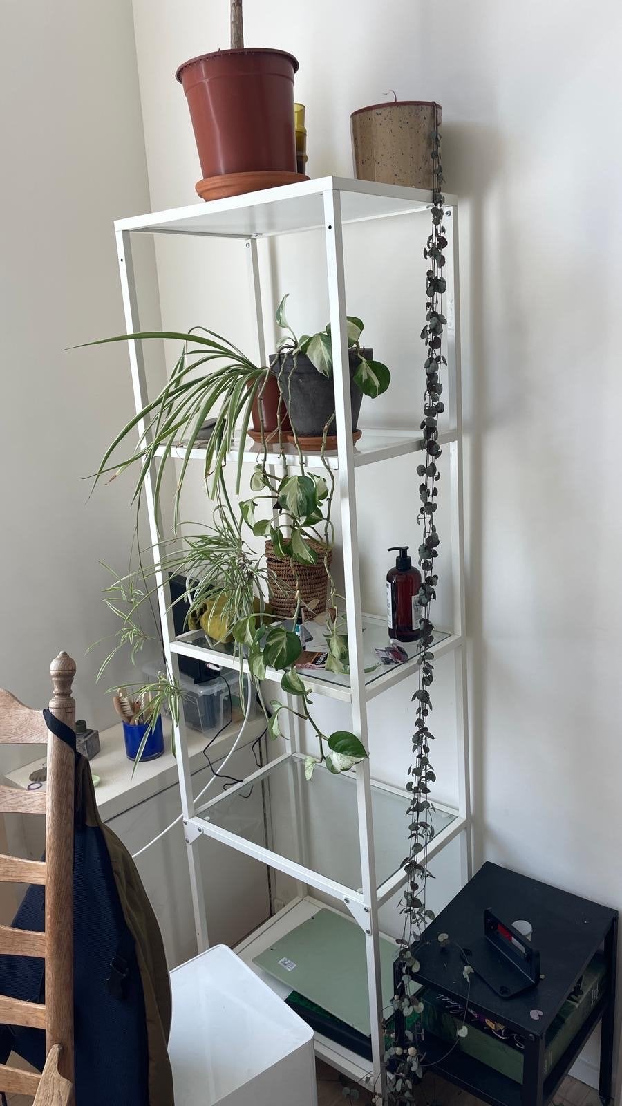 ikea Witte stellingkast met glazen planken, Ophalen, Gebruikt