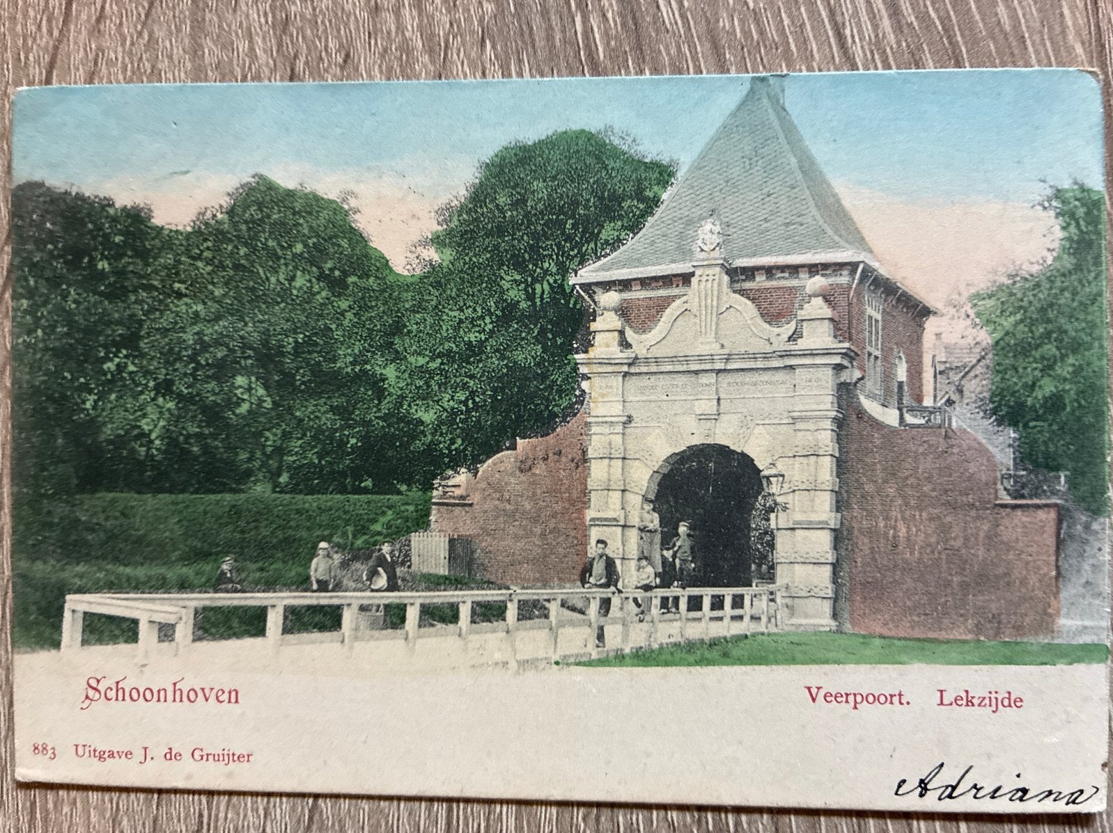 Oude Ansichtkaart Schoonhoven Veerpoort, Lekzijde, Ophalen of Verzenden, Voor 1920, Gelopen, Zuid-Holland