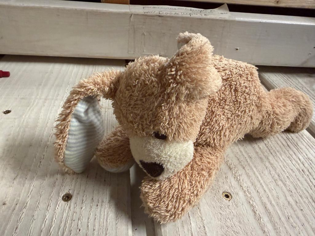 Knuffeltje Steiff - Bruine Hond met Gestreepte Oren, Overige merken, Middelgroot (20 tot 80 cm), Bruin, Hond