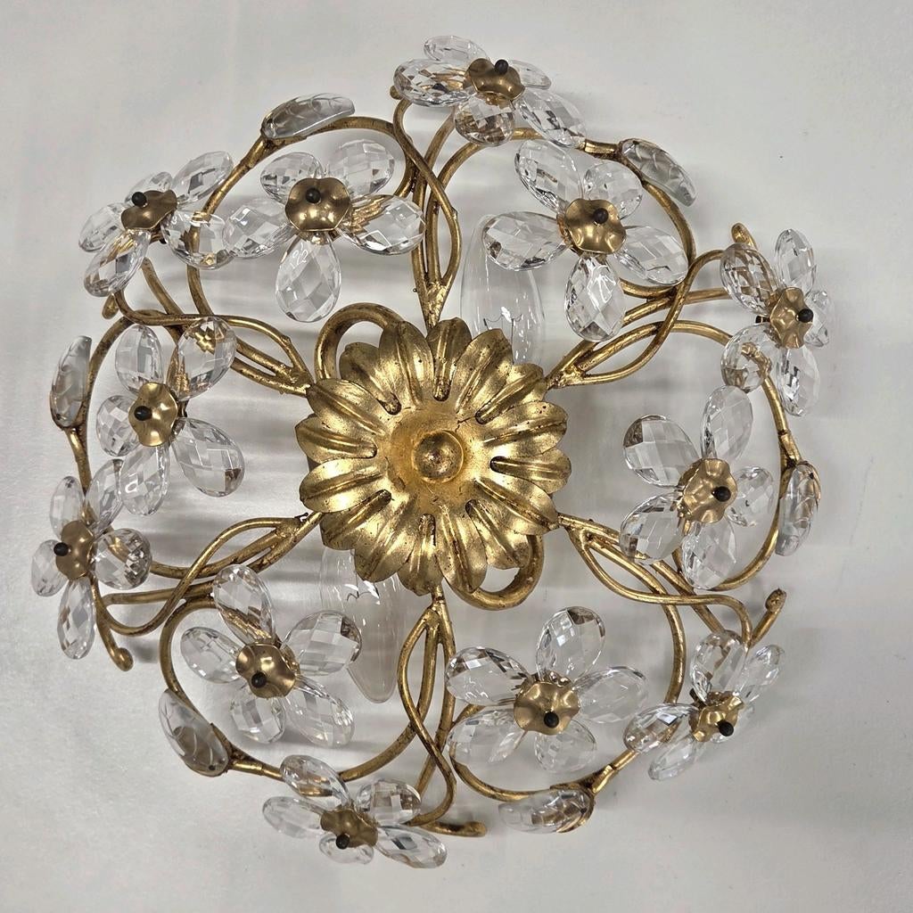 Banci Firenze Florentijnse Murano Plafondlamp Toleware 70s, Overige materialen, Zo goed als nieuw, Goud, Ophalen