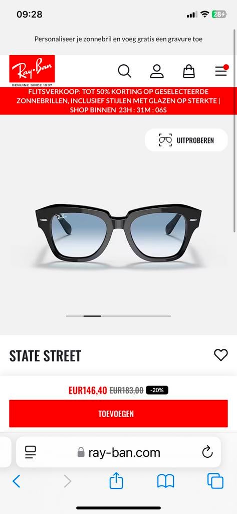 Ray Ban dames zonnebril, Zonnebril, Zwart, Nieuw, Ophalen of Verzenden