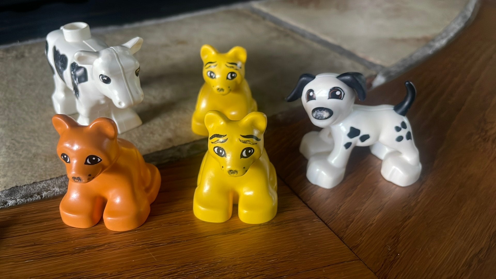 5 Lego duplo dieren koe hond tijger, Ophalen of Verzenden, Gebruikt, Duplo