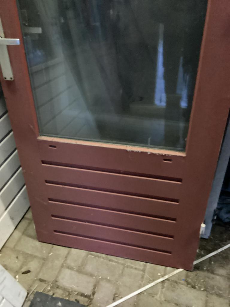 Hardhouten achterdeur 83 x 211,5 cm met glas, Ophalen, 80 tot 100 cm, 200 tot 215 cm, Hout
