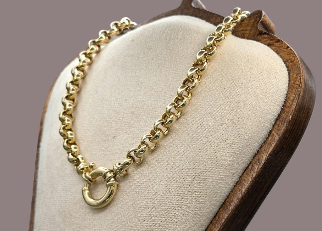 Gouden vintage jasseron schakel collier. 2026/360, Sieraden, Tassen en Uiterlijk, Kettingen, ., Ophalen of Verzenden, Zo goed als nieuw