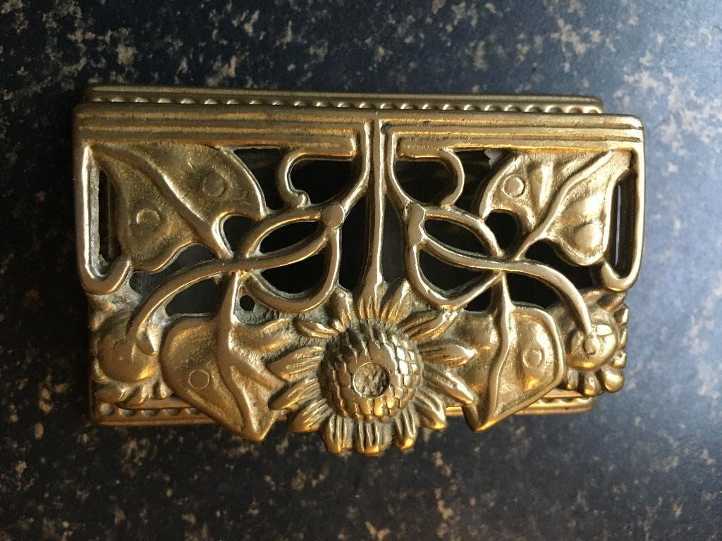 antiek Jugendstil postzegeldoosje, Antiek en Kunst, Ophalen of Verzenden, Brons