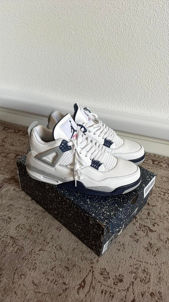 Air Jordan 4 midnight navy, Wit, Nieuw, Ophalen of Verzenden, Sneakers of Gympen