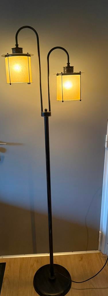 Staande schemerlamp, Huis en Inrichting, Lampen | Vloerlampen, Ophalen, Vintage, Zo goed als nieuw, Glas