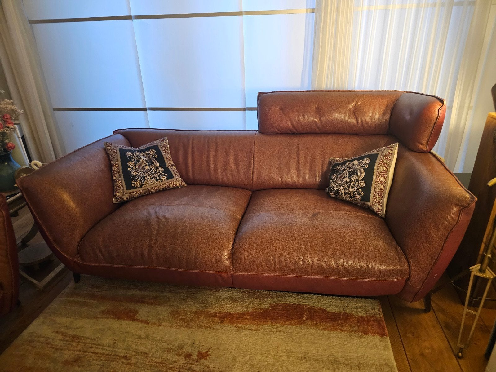 Sofa set : 4 seater and 3 seater leather sofa, Huis en Inrichting, Banken | Bankstellen, Gebruikt, 75 tot 100 cm, Ophalen