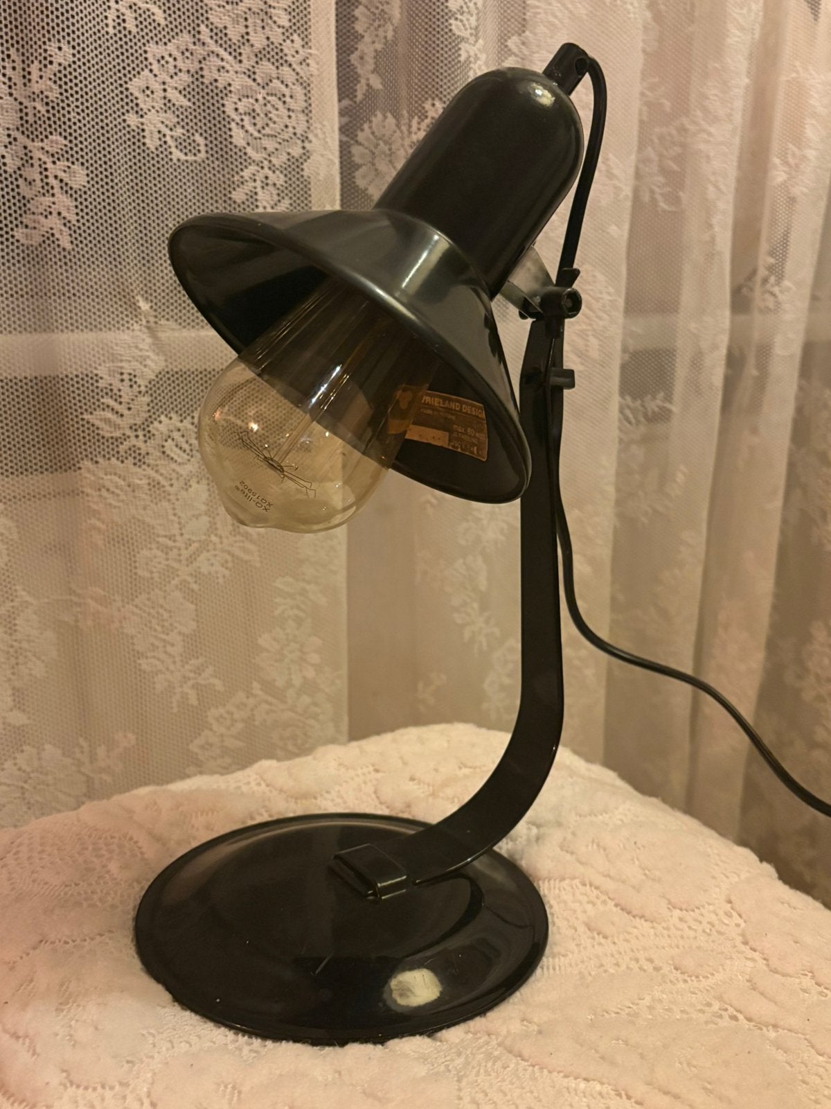 70s Vrieland design Black Table Lamp, Bureaulamp, Gebruikt, Overige merken, Zwart