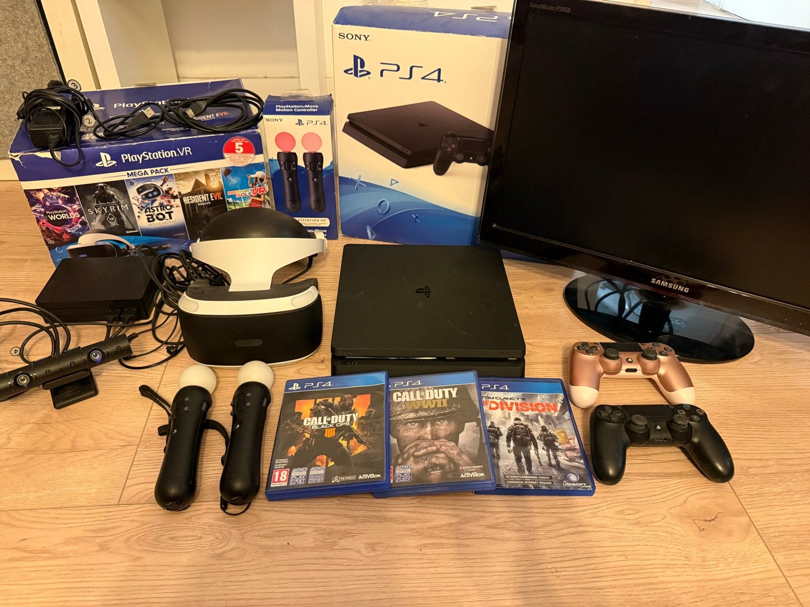 PS4 Slim 1TB met PS VR + 2 move cont, 2 controllers en games, Ophalen, Met 2 controllers, 1 TB, Slim