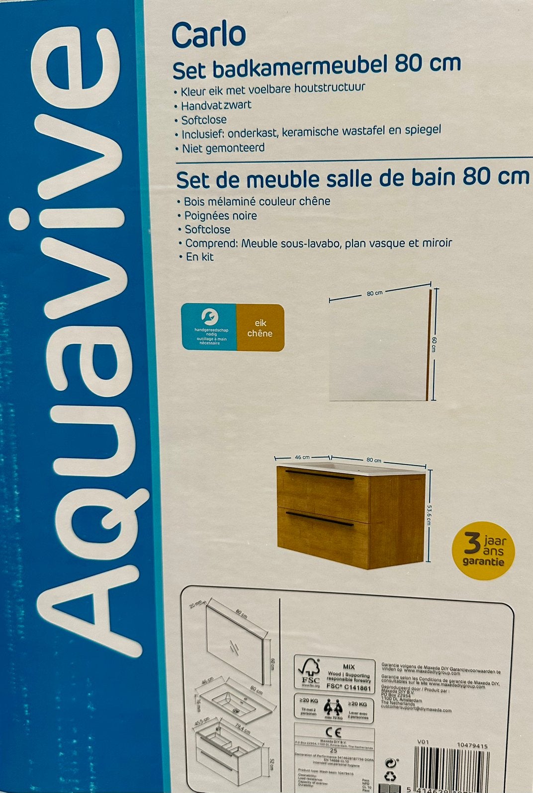 Badkamermeubel - alleen spiegel, Doe-het-zelf en Verbouw, Isolatie en Afdichting, Overige materialen, Nieuw, Minder dan 5 m², Ophalen