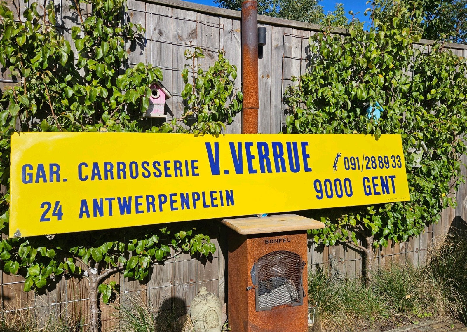 Emaille bord Gent, carrosserie / garage, Ophalen, Zo goed als nieuw, Reclamebord
