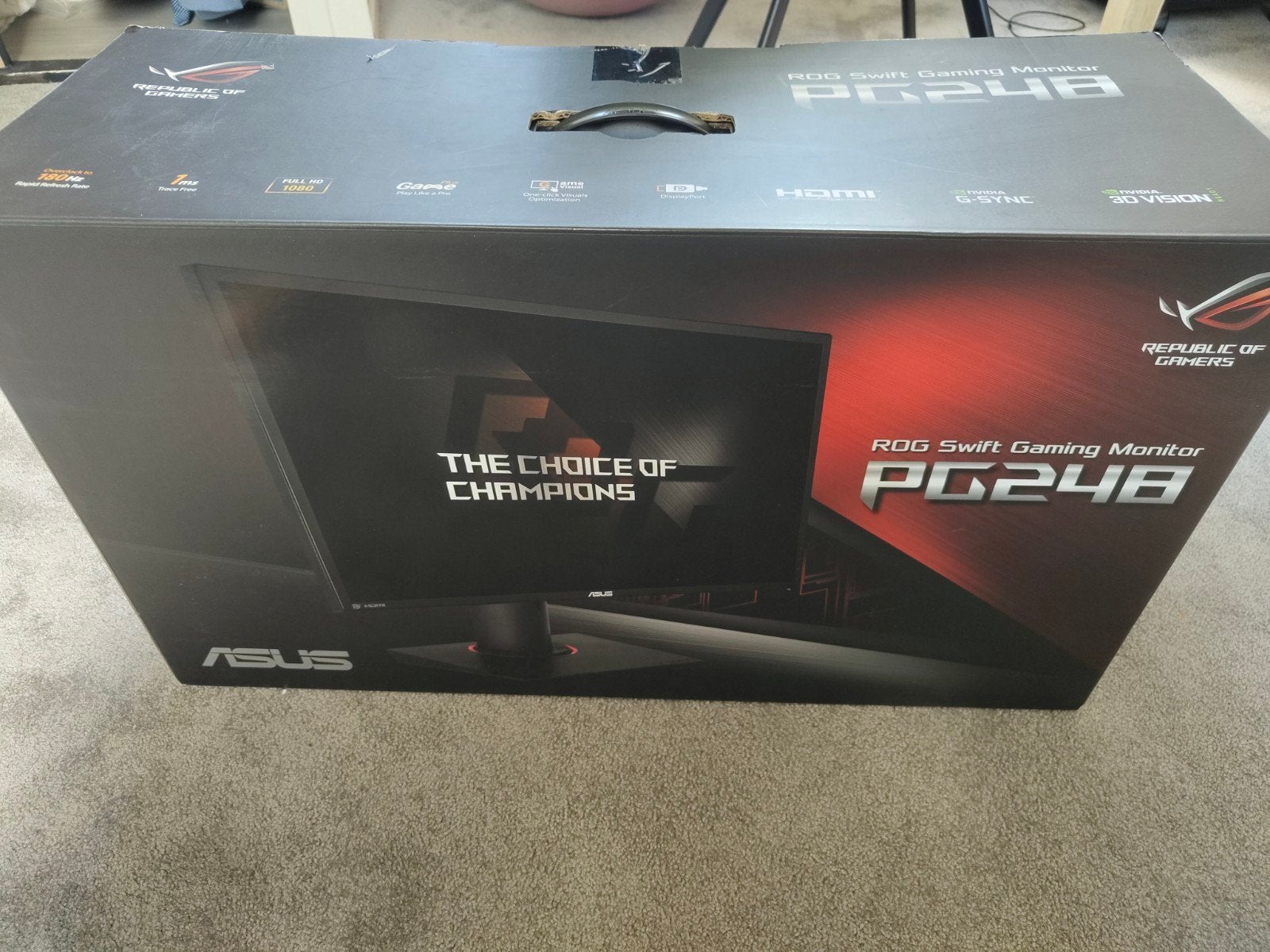 Asus ROG Swift PG248 Gaming Monitor - Full HD, 1ms, 180Hz, Asus, Full HD, Zo goed als nieuw, 1 tot 2 ms