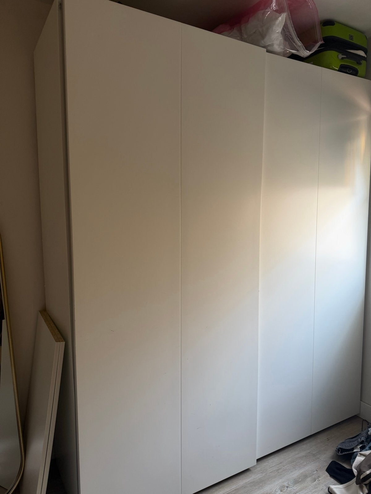 Witte pax kledingkast schuifdeuren en lades en hangruimte, Ophalen, 100 tot 150 cm, 200 cm of meer, Zo goed als nieuw