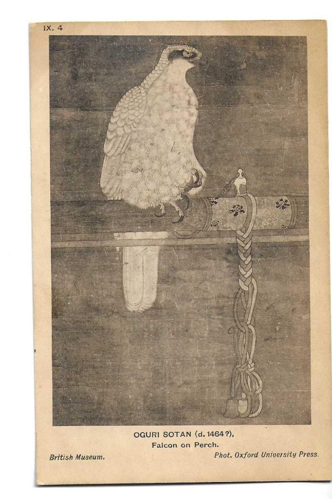 valk  roofvogel  1464  japan  kunstenaar oguri sotan, Verzenden, 1920 tot 1940, Ongelopen, Vogel