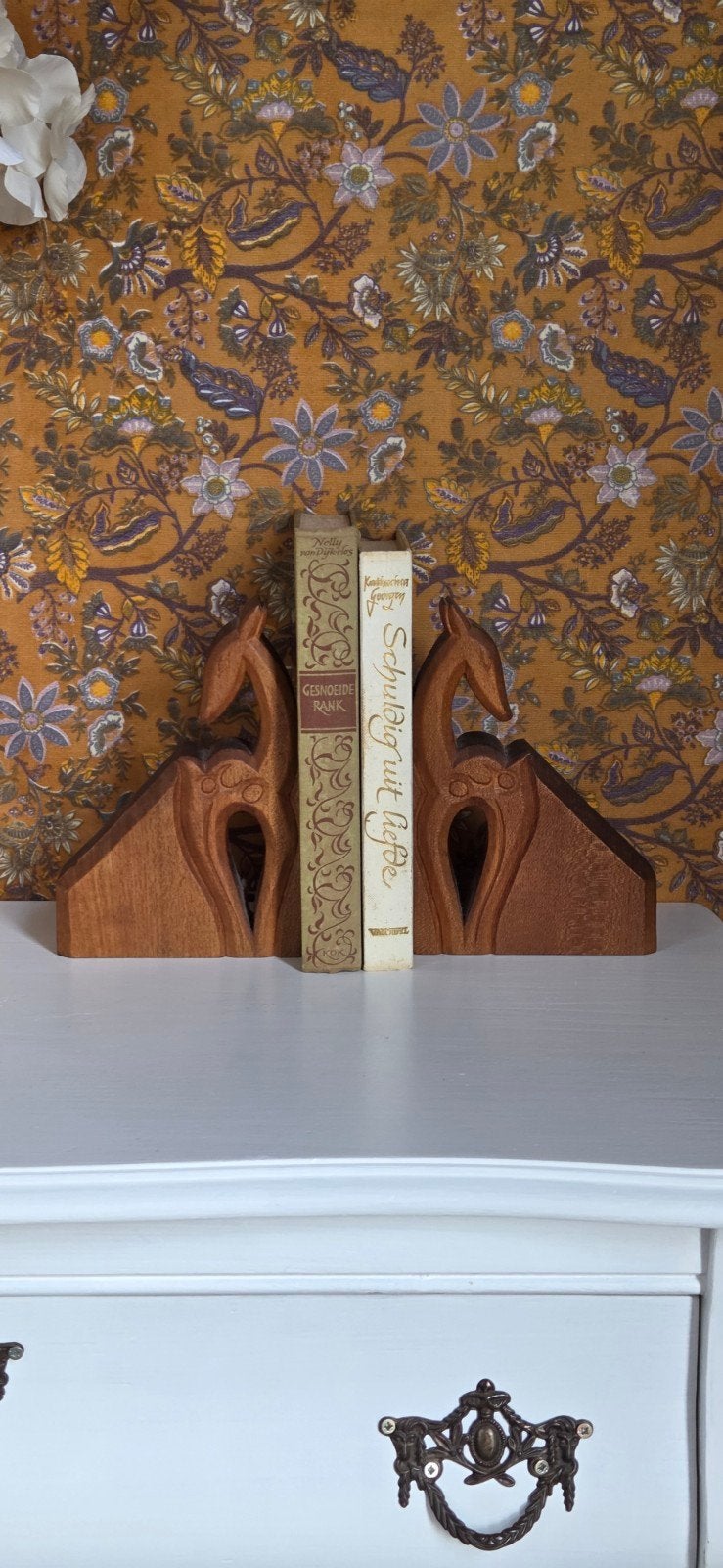 2 x teak teakhout boekensteun hert antilope !, Ophalen of Verzenden