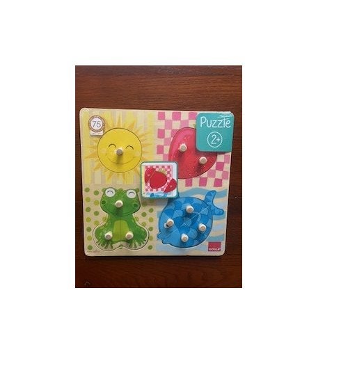 Goula Houten Knopjespuzzel 10 stukjes -28x28x2,5 cm - NIEUW, Kinderen en Baby's, Speelgoed | Kinderpuzzels, 2 tot 4 jaar, 10 tot 50 stukjes