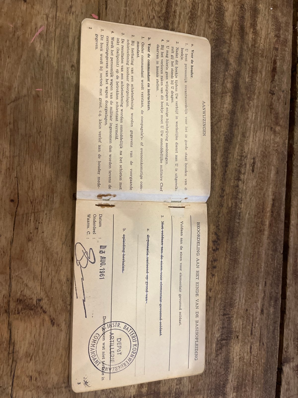 Rapport Individuele Militaire Opleiding (RIMO-boek), Ophalen of Verzenden, 1945 tot heden, Gelezen, Landmacht