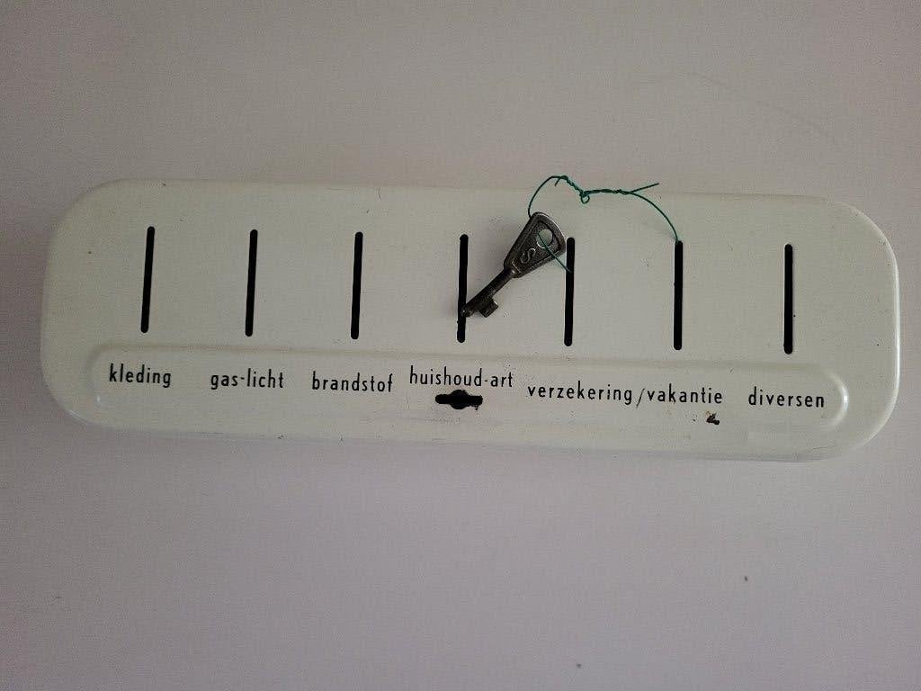 Brabantia spaarblik met sleutel, Ophalen of Verzenden, Zo goed als nieuw, Metaal of Blik, Overige thema's