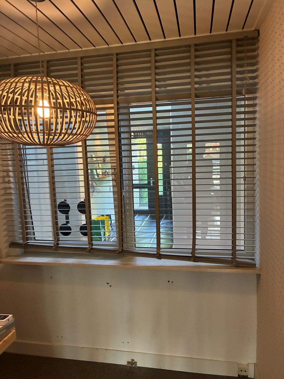 Jaloezieën 200x160 cm - Houtlook, Ophalen, Jaloezie, Gebruikt, Grijs