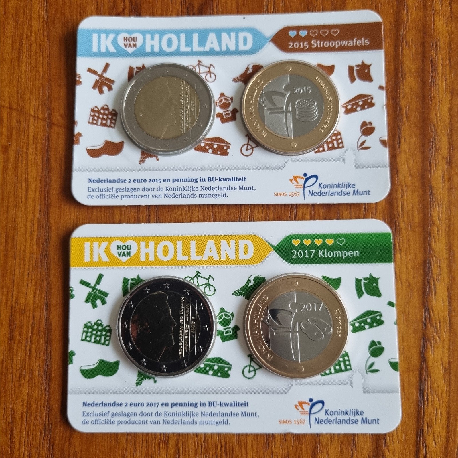 2x Ik hou van Holland 2 euro munt en penning BU-kwaliteit, Ophalen of Verzenden, Koningin Beatrix, Euro's, Setje
