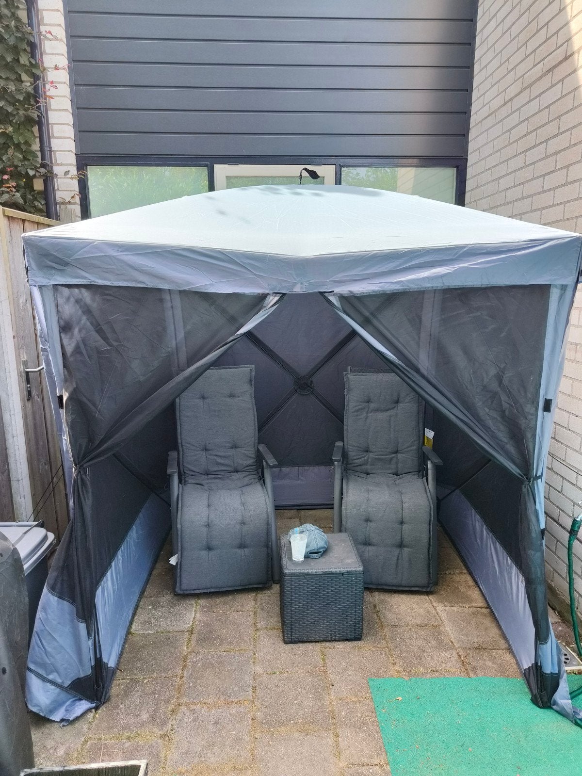 Paviljoentent 2x2m grijs met zijschermen - Z.G.A.N., Ophalen of Verzenden, Nieuw