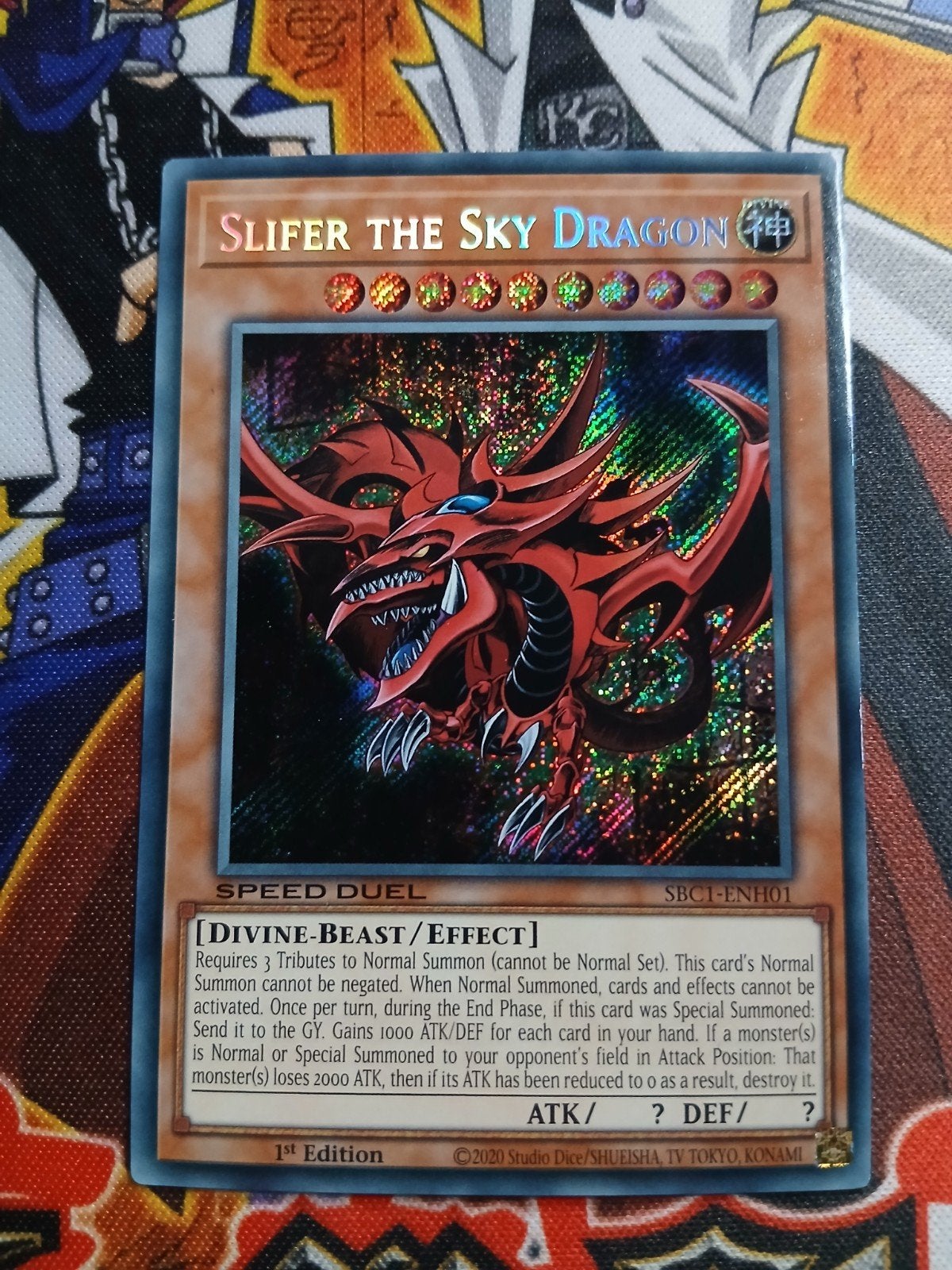 Slifer the Sky Dragon - Secret Rare SBC1 - Yu-Gi-Oh, Ophalen of Verzenden, Zo goed als nieuw, Foil