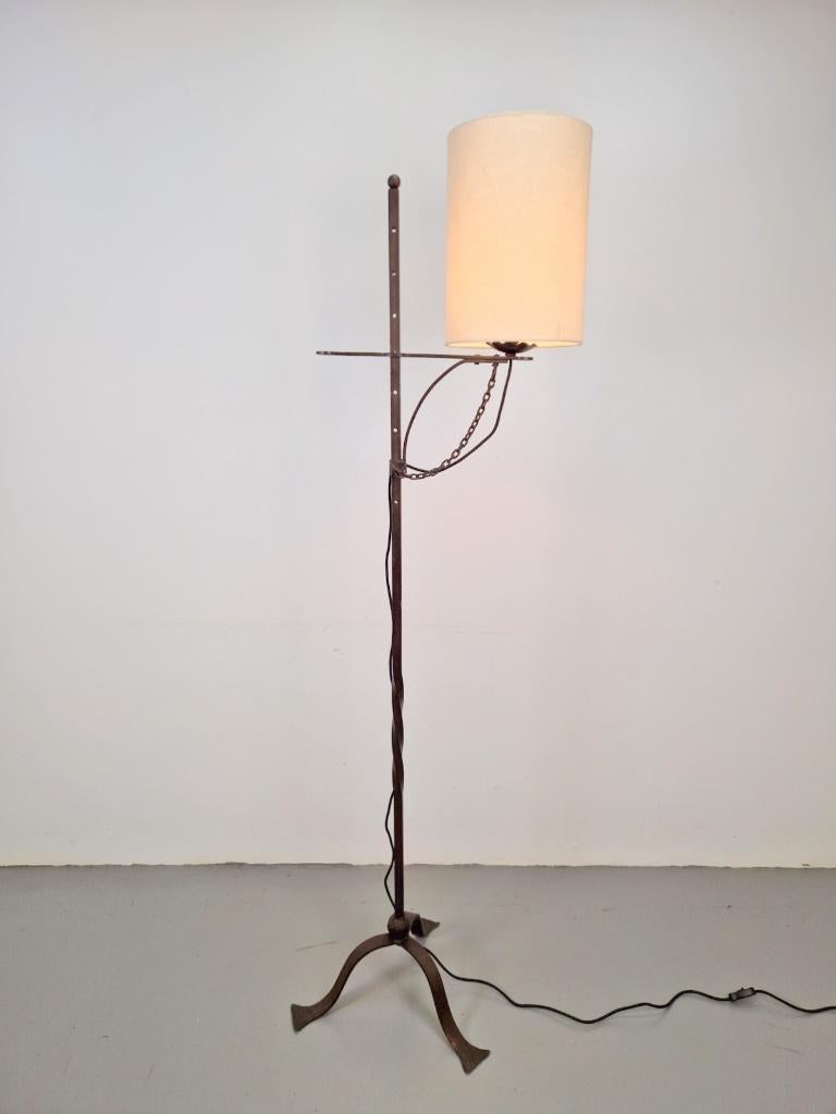 brutalist smeedijzeren staande vloerlamp tripod ´50 ijzer, N, Ophalen of Verzenden, N, Metaal