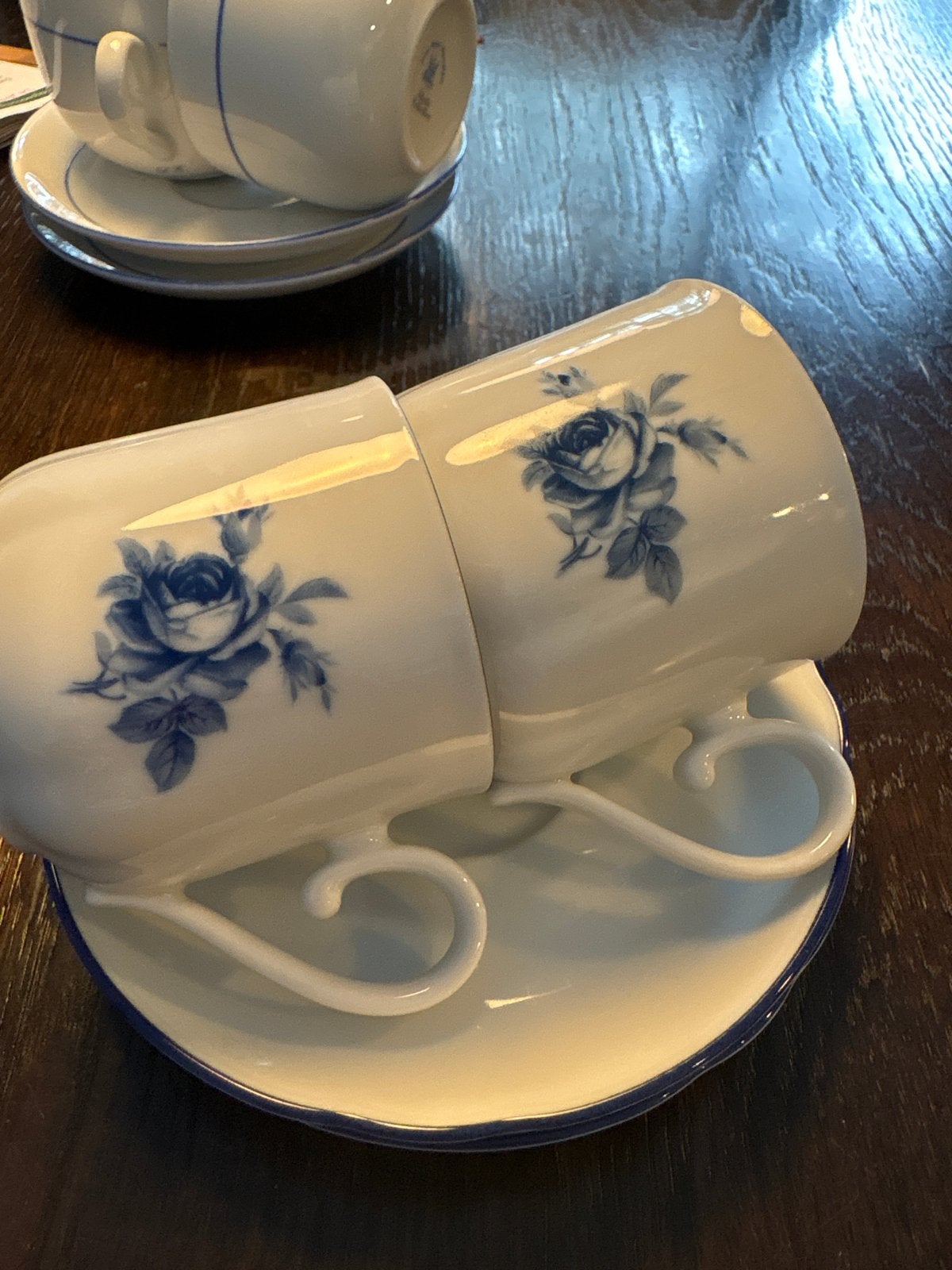 Seltmann Weiden Germany Koffiekopjes met Schotels - Blauwe R, Antiek en Kunst, Ophalen of Verzenden