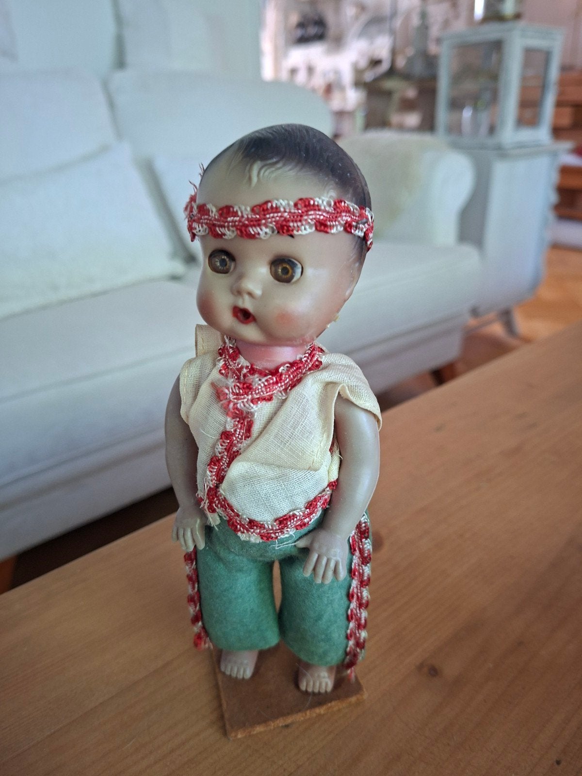 Vintage Indiaan Popje 20 cm, Ophalen of Verzenden, Gebruikt, Pop