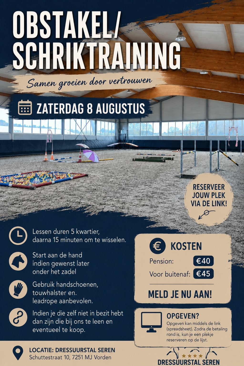 Obstakeltraining schriktraining, 4 paarden of pony's of meer