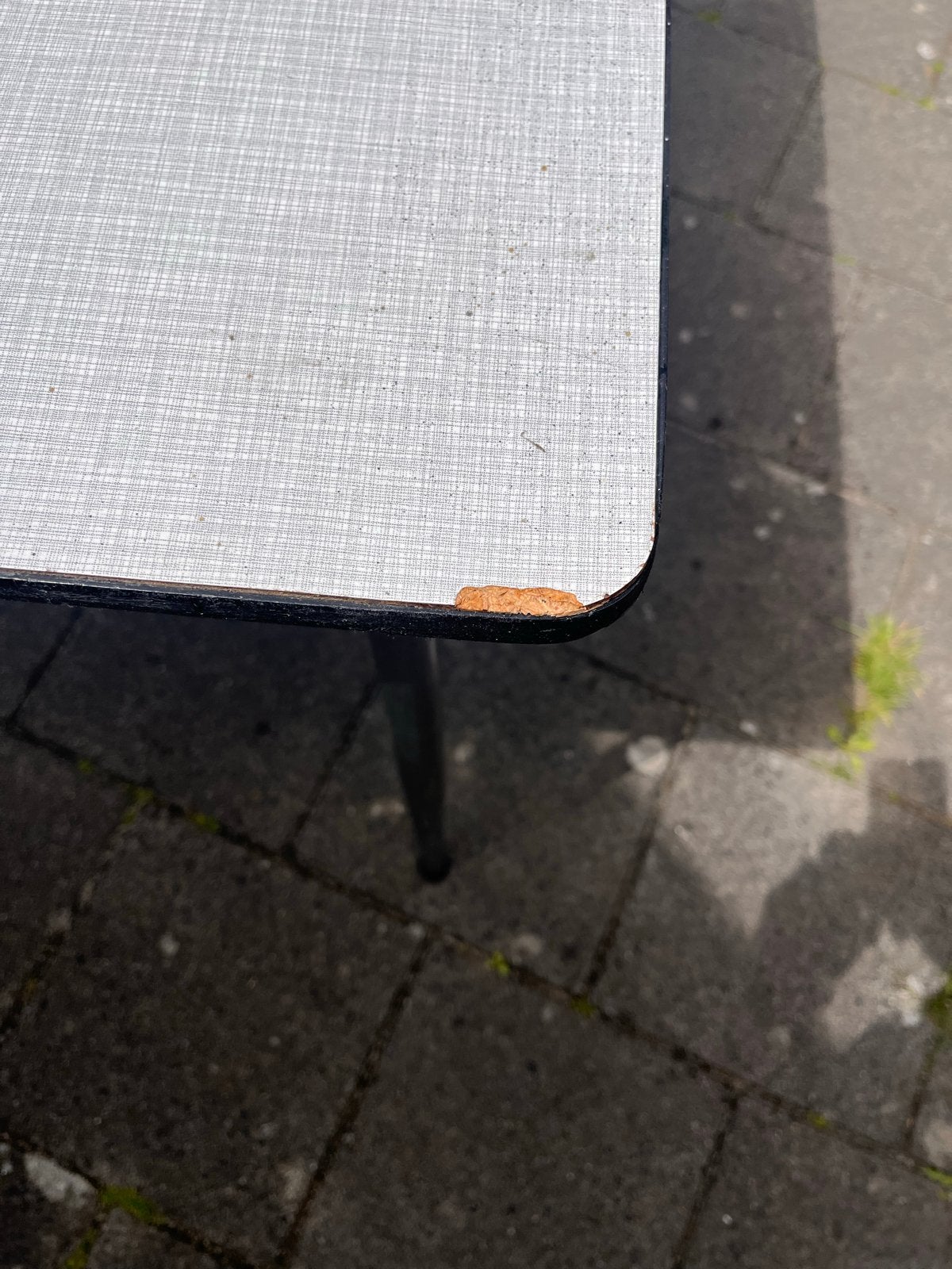 Vintage eettafel / campingtafel met metalen poten, Ophalen, 100 tot 150 cm, 50 tot 100 cm, Metaal