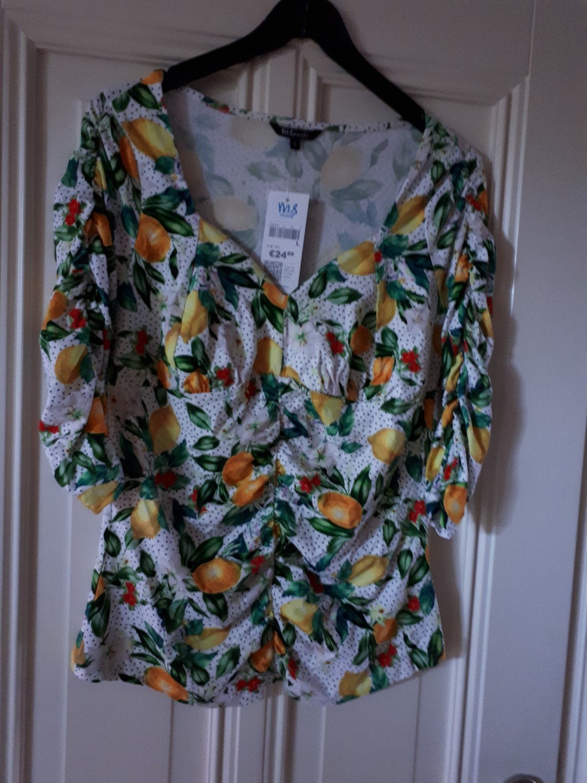 DAMES T SHIRT 3/4 MOUW ( GESMOKT) MAST M + L NIEUW, Ophalen of Verzenden, Nieuw, Maat 38/40 (M), Lange mouw