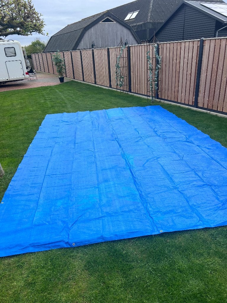 dekzeil blauw 575  x 375 als nieuw, Ophalen of Verzenden, Zo goed als nieuw, 15 m² of meer, Zeil