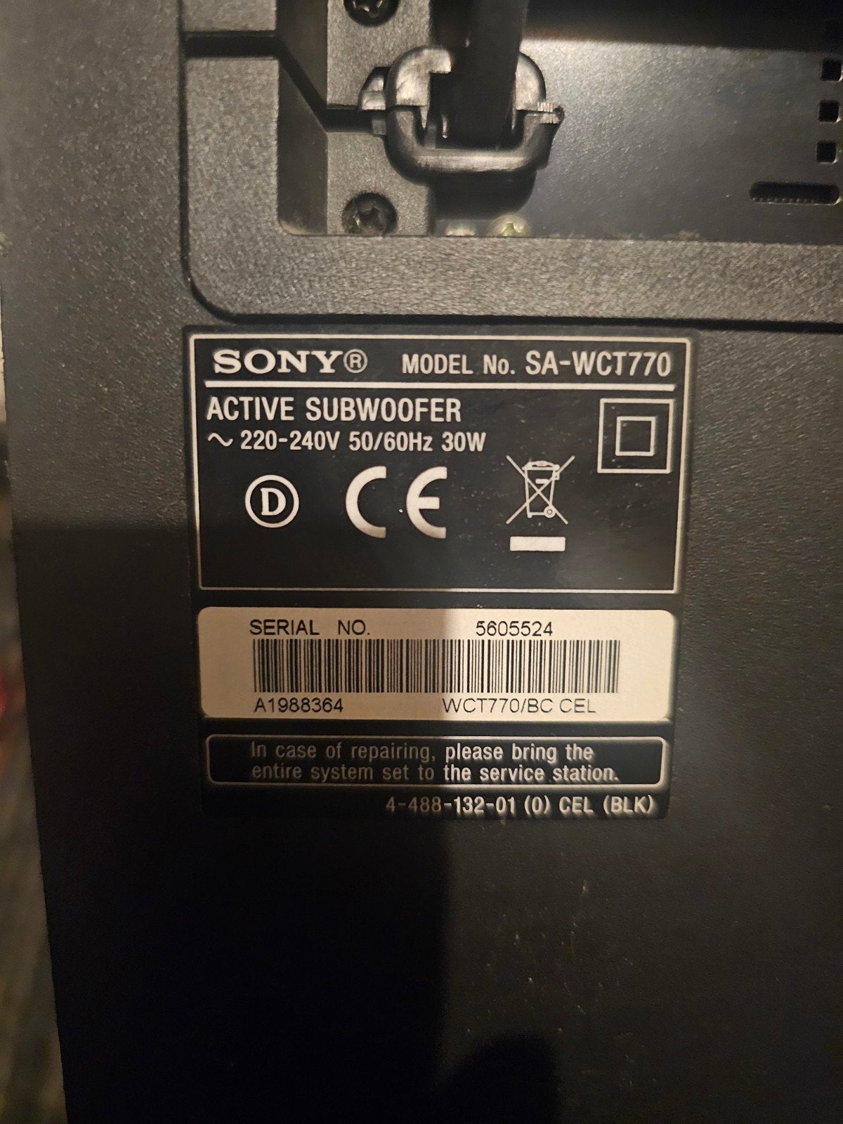 Sony Soundbar SA-CT170 met Draadloze Subwoofer SA-WCT770, Ophalen, Bluetooth, Zo goed als nieuw
