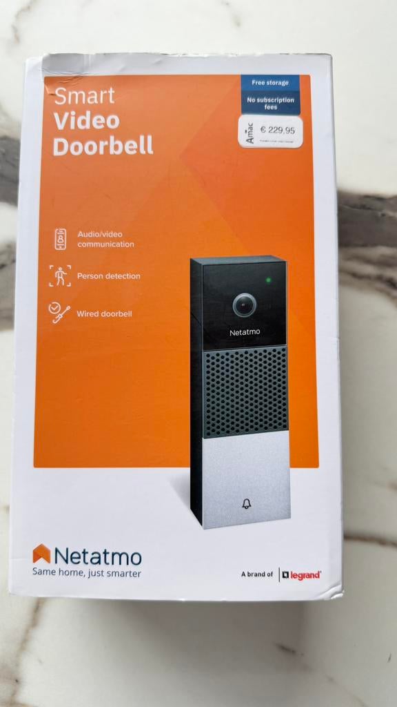 Netatmo videodeurbel, Huis en Inrichting, Deurbellen, Ophalen, Bewegingsdetectiesensor, Gebruikt, Bedraad